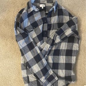 Navy plaid button down shirt